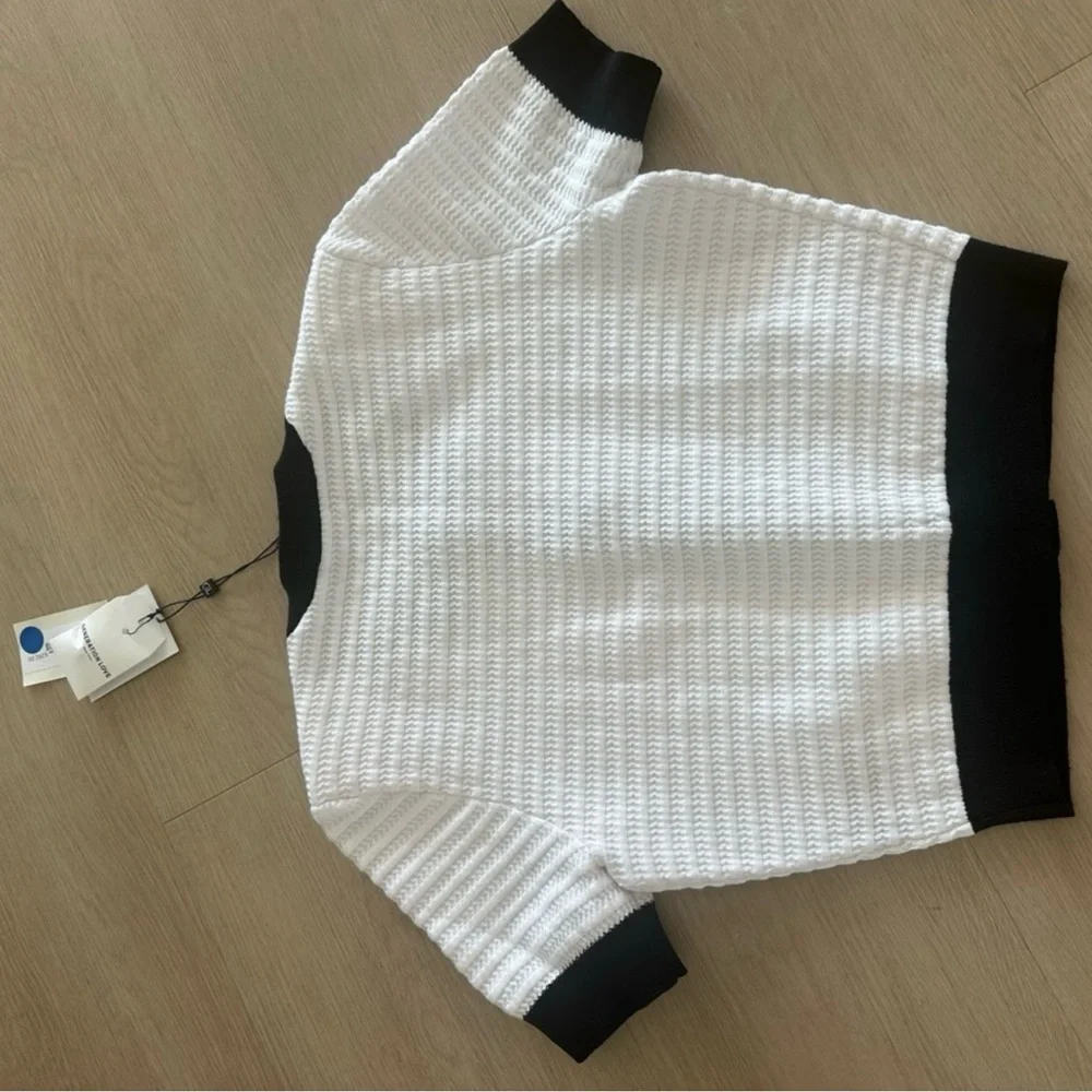 Generation Love Black and White Short Sleeve Knit Cardigan with gold buttons - Picture 4 of 4
